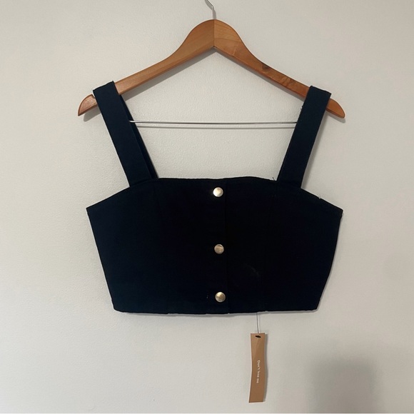 NWT Reformation • chrissy denim front crop top black sz 8 - Picture 6 of 9